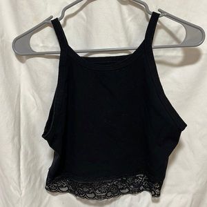 cropped tank top with lace bottom, size large